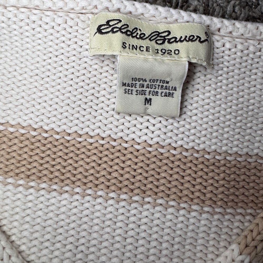 Eddie Bauer Striped White and Tan Sweater - Picture 4 of 5
